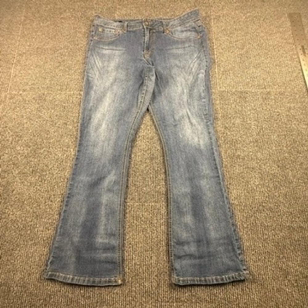 Source of Wisdom Slim Bootcut Jeans Womens 18‎ Blue Medium Wash Stretch Denim